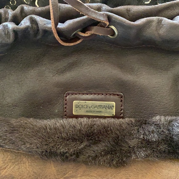 Vintage gently used brown suede Dolce and Gabbana Butterfly Messenger Bag. - Picture 5 of 13